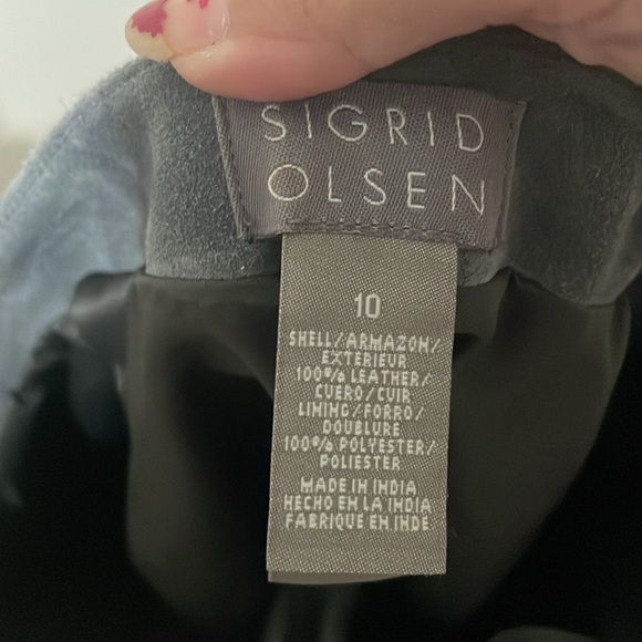Sigrid Olsen Gray Leather Dress Pants Straight-Leg Formal Size 10 - Picture 3 of 8